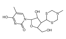 1-[(2R,3S,4S,5S)-3-hydroxy-5-(hydroxymethyl)-4-(5-methyl-1,3,5-dithiazinan-2-yl)oxolan-2-yl]-5-methylpyrimidine-2,4-dione结构式