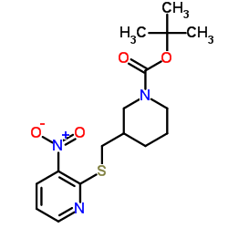 3-(3-硝基吡啶-2-基硫烷基甲基)-哌啶-1-羧酸叔丁基酯结构式
