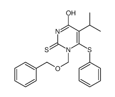 1-(phenylmethoxymethyl)-6-phenylsulfanyl-5-propan-2-yl-2-sulfanylidenepyrimidin-4-one Structure