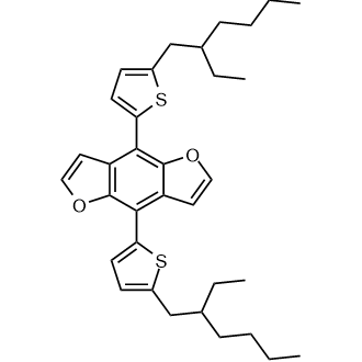 4,8-双(5-(2-乙基己基)噻吩-2-基)苯并[1,2-b:4,5-b']二呋喃结构式