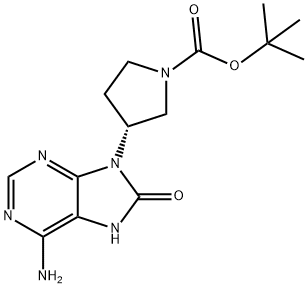 Tert-butyl (3R)-3-(6-amino-8-oxo-7,8-dihydro-9H-purin-9-yl)pyrrolidine-1-carboxylate结构式