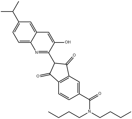 N,N-di-n-butyl-2-(1,2-dihydro-3-hydroxy-6-isopropyl-2-quinolylidene)-1,3-dioxoindan-5-carboxamide结构式