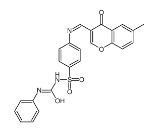 Benzenesulfonamide, 4-(((6-methyl-4-oxo-4H-1-benzopyran-3-yl)methylene )amino)-N-((phenylamino)carbonyl)- Structure