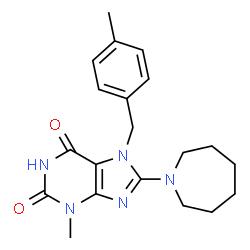 8-(azepan-1-yl)-3-methyl-7-(4-methylbenzyl)-3,7-dihydro-1H-purine-2,6-dione结构式