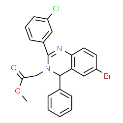 methyl [6-bromo-2-(3-chlorophenyl)-4-phenylquinazolin-3(4H)-yl]acetate structure