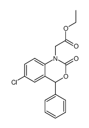 (6-chloro-2-oxo-4-phenyl-4H-benzo[d][1,3]oxazin-1-yl)-acetic acid ethyl ester Structure