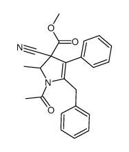 1-acetyl-5-benzyl-3-cyano-2-methyl-4-phenyl-2,3-dihydro-pyrrole-3-carboxylic acid methyl ester结构式