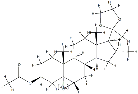 3β-(Acetyloxy)-5,6α-epoxy-16α-methyl-5α-pregnan-20-one ethylene acetal structure