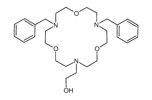 2-(10,16-Dibenzyl-1,7,13-trioxa-4,10,16-triaza-cyclooctadec-4-yl)-ethanol结构式
