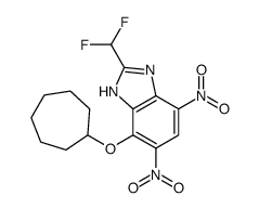 7-cycloheptyloxy-2-(difluoromethyl)-4,6-dinitro-1H-benzimidazole结构式