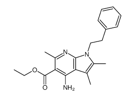 4-amino-2,3,6-trimethyl-1-phenethyl-1H-pyrrolo[2,3-b]pyridine-5-carboxylic acid ethyl ester结构式