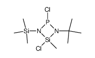 1-tert-Butyl-2,4-dichloro-4-methyl-3-trimethylsilanyl-[1,3,2,4]diazaphosphasiletidine结构式