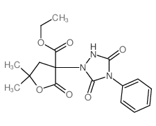 3-Furancarboxylicacid,3-(3,5-dioxo-4-phenyl-1,2,4-triazolidin-1-yl)tetrahydro-5,5-dimethyl-2-oxo-,ethyl ester Structure