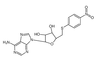 (2R,3R,4S,5S)-2-(6-aminopurin-9-yl)-5-[(4-nitrophenyl)sulfanylmethyl]oxolane-3,4-diol结构式