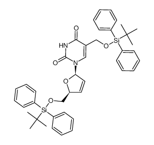 5-t-butyldiphenylsilyloxymethyl-5'-O-t-butyldiphenylsilyl-2',3'-didehydro-2',3'-dideoxyuridine结构式