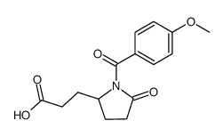 (+/-)-1-(4-methoxybenzoyl)-5-oxo-2-pyrrolidinepropanoic acid structure