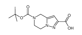 5-(叔丁氧基羰基)-4,5,6,7-四氢吡唑并[1,5-a]吡嗪-2-甲酸结构式