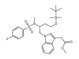 (R)-methyl 2-(1-(4-((tert-butyldimethylsilyl)oxy)-2-(4-fluoro-N-methylphenylsulfonamido)butyl)-1H-indol-3-yl)acetate Structure