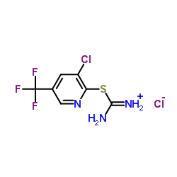 {[3-Chloro-5-(trifluoromethyl)-2-pyridinyl]sulfanyl}(imino)methanaminium chloride Structure