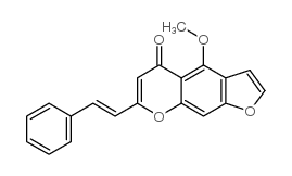 4-methoxy-7-[(E)-2-phenylethenyl]furo[3,2-g]chromen-5-one结构式