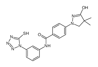 4-(4,4-dimethyl-3-oxopyrazolidin-1-yl)-N-[3-(5-sulfanylidene-2H-tetrazol-1-yl)phenyl]benzamide结构式