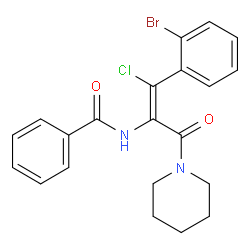 (Z)-N-(1-(2-溴苯基)-1-氯-3-氧代-3-(哌啶-1-基)丙-1-烯-2-基)苯甲酰胺结构式