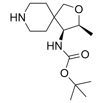 叔丁基((3S,4S)-3-甲基-2-氧杂-8-氮杂螺[4.5]癸-4-基)氨基甲酸叔丁酯图片