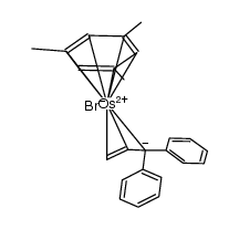 (η6-1,3,5-C6H3Me3)OsBr(η3-CCH2CHCPh2)结构式