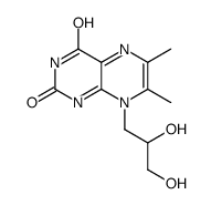 2,4(3H,8H)-Pteridinedione, 8-(2,3-dihydroxypropyl)-6,7-dimethyl- Structure