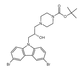 (S)-4-[3- (3,6-Dibromocarbazol-9-yl)-2-hydroxy-propyl]-piperazine-1-carboxylic tert-butyl ester Structure