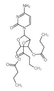 2 (1H)-Pyrimidinone, 4-amino-1-[2,3, 5-tris-O-(1-oxobutyl)-.beta.-D-arabinofuranosyl]- Structure