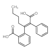 3-(2-carboxyphenyl)-2-phenyl-hept-2-enoic acid structure
