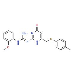 2-(2-methoxyphenyl)-1-(6-{[(4-methylphenyl)sulfanyl]methyl}-4-oxo-1,4-dihydropyrimidin-2-yl)guanidine结构式