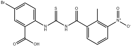 5-bromo-2-[[[(2-methyl-3-nitrobenzoyl)amino]thioxomethyl]amino]-benzoic acid结构式