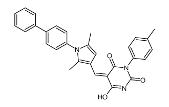 (5Z)-5-[[2,5-dimethyl-1-(4-phenylphenyl)pyrrol-3-yl]methylidene]-1-(4-methylphenyl)-1,3-diazinane-2,4,6-trione Structure