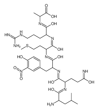 (2S)-2-[[(2S)-2-[[(2S)-2-[[(2S)-2-[[(2S)-5-amino-2-[[(2S)-2-amino-4-methylpentanoyl]amino]-5-oxopentanoyl]amino]-3-(4-hydroxy-3-nitrophenyl)propanoyl]amino]-4-methylsulfanylbutanoyl]amino]-5-(diaminomethylideneamino)pentanoyl]amino]propanoic acid结构式