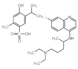 N-(7-chloroquinolin-4-yl)-N,N-diethyl-pentane-1,4-diamine; 4-hydroxy-2-methyl-5-propan-2-yl-benzenesulfonic acid结构式