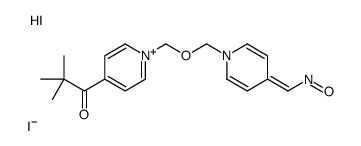 Pyridinium, 4-((hydroxyimino)methyl)-1-(((4-(3-methyl-1-oxobutyl)pyrid inio)methoxy)methyl)-, diiodide, dihydrate picture