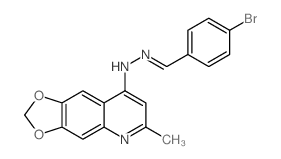 Benzaldehyde, 4-bromo-, (6-methyl-1,3-dioxolo[4,5-g]quinolin-8-yl)hydrazone structure