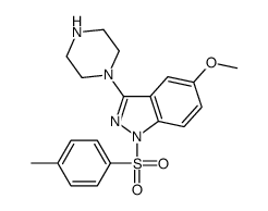 5-methoxy-1-(4-methylphenyl)sulfonyl-3-piperazin-1-ylindazole结构式