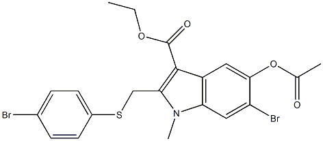ethyl 5-acetoxy-6-broMo-2-((4-broMophenylthio)Methyl)-1-Methyl-1H-indole-3-carboxylate Structure