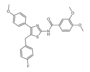 N-[5-(4-fluoro-benzyl)-4-(4-methoxy-phenyl)-thiazol-2-yl]-3,4-dimethoxy-benzamide结构式