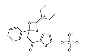 diethyl-[4-(2-oxo-2-thiophen-2-ylethyl)-4-phenyl-1,3-dithietan-2-ylidene]azanium,perchlorate Structure