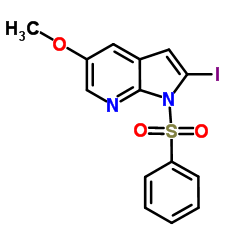 1-(Phenylsulfonyl)-2-iodo-5-Methoxy-7-azaindole结构式
