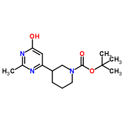 2-Methyl-2-propanyl 3-(6-hydroxy-2-methyl-4-pyrimidinyl)-1-piperidinecarboxylate Structure