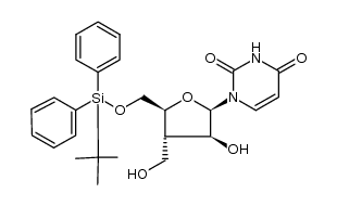 1-[5-O-(tert-butyldiphenylsilyl)-3-deoxy-3-C-(hydroxymethyl)-β-D-arabino-pentofuranosyl]uracil结构式