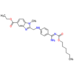Ethyl2-(((4-(N-((hexyloxy)carbonyl)carbamimidoyl)phenyl)amino)methyl)-1-methyl-1H-benzo[d]imidazole-5-carboxylate Structure