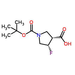 cis-1-(tert-Butoxycarbonyl)-4-fluoropyrrolidine-3-carboxylic acid Structure