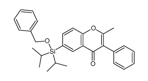6-[bis(1-methylethyl)(phenylmethoxy)silyl]-2-methyl-3-phenyl-4H-1-benzopyran-4-one结构式