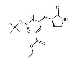 (2E,4S)-4-[(tert-Butyloxycarbonyl)amino]-5-[(3S)-2-oxo-3-pyrrolidinyl]-2-pentenoic Acid Eethyl Ester结构式